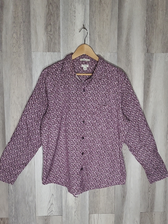 L.L. Bean Tops - LL Bean Wrinkle Free Floral Button Down Shirt Womens XL 100% Cotton Long Sleeve